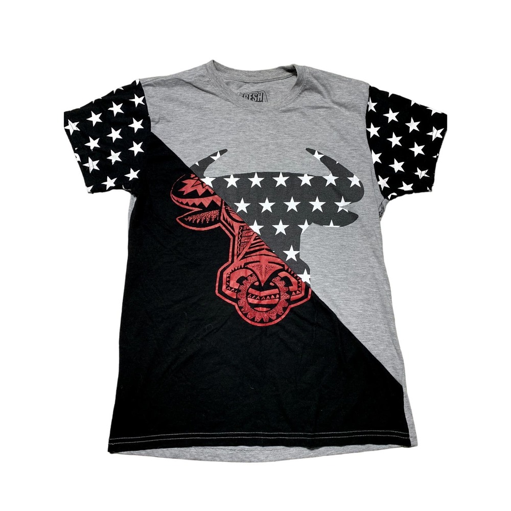Fresh Laundry Mens M Black, Grey & Red Chicago Bulls & Star Graphic T-Shirt